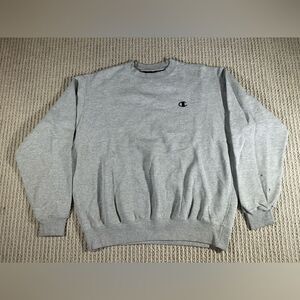 Champion Eco Sweatshirt Mens Large L Long Sleeve Embroidered Logo Crew Neck Gray